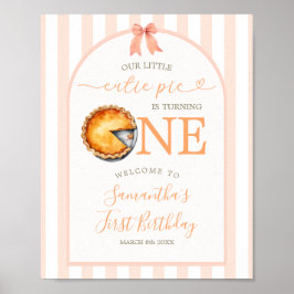 Póster Naranja Cutie Pie Gingham Primer Signo de Bienveni