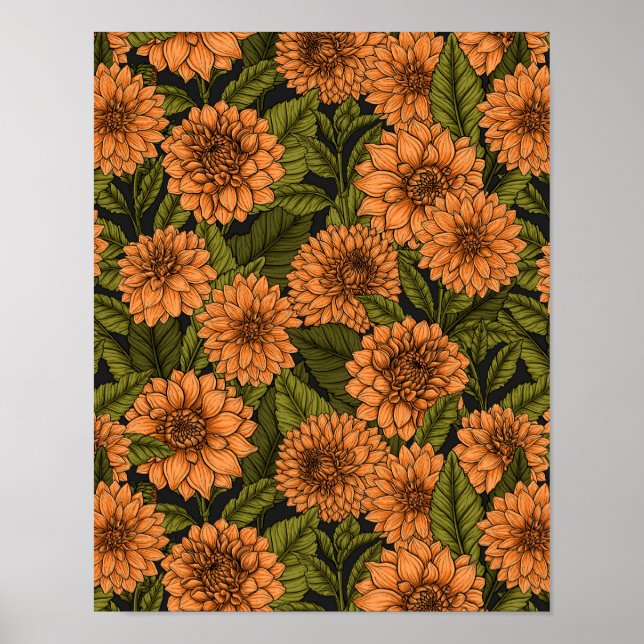 Póster Naranja Dahlia Garden (Frente)