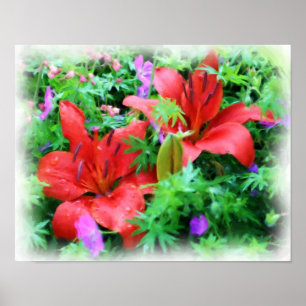 Póster Naranja Daylilies Flower Art