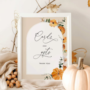 Póster Naranja de arco floral caída Tarjetas y regalos
