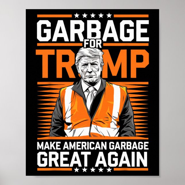 Póster Naranja de basura Donald Trump chaleco de segurida (Frente)
