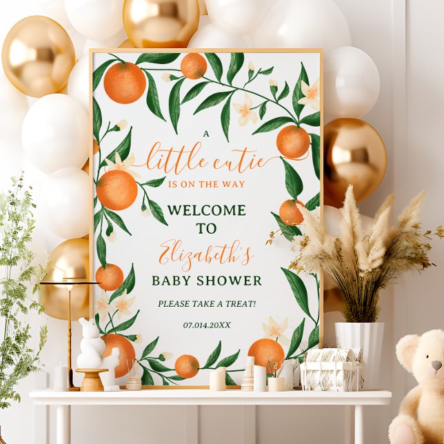 Póster Naranja de cítricos botánicos pequeña bienvenida (Botanical citrus orange little cutie welcome poster)