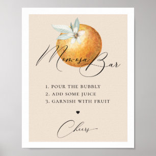 Póster Naranja de Citrus Rustic Mom-osa Bar