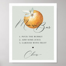 Póster Naranja de Citrus Rustic Mom-osa Bar