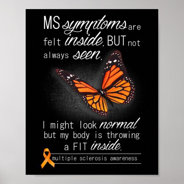 Póster Naranja de conciencia sobre la esclerosis Cinta ma (Frente)