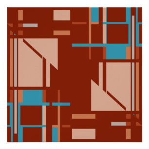 Póster Naranja de coral azul Moto perpendicular sobre roy