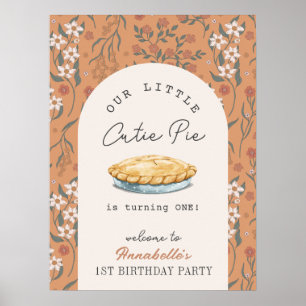 Póster Naranja de Cutie Pie Floral Bienvenida a los prime