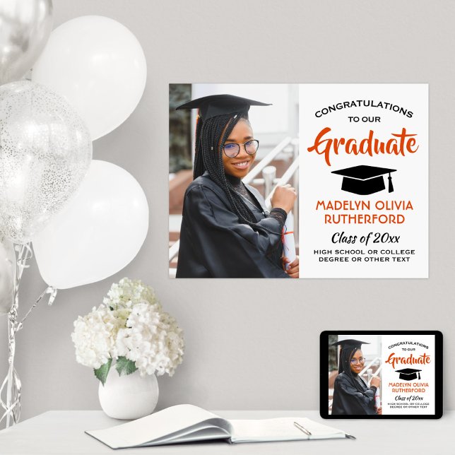 Póster Naranja de fotografía de grado Felicitaciones Grad (Subido por el creador)