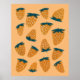 Póster Naranja de fresas orgánicas de verano