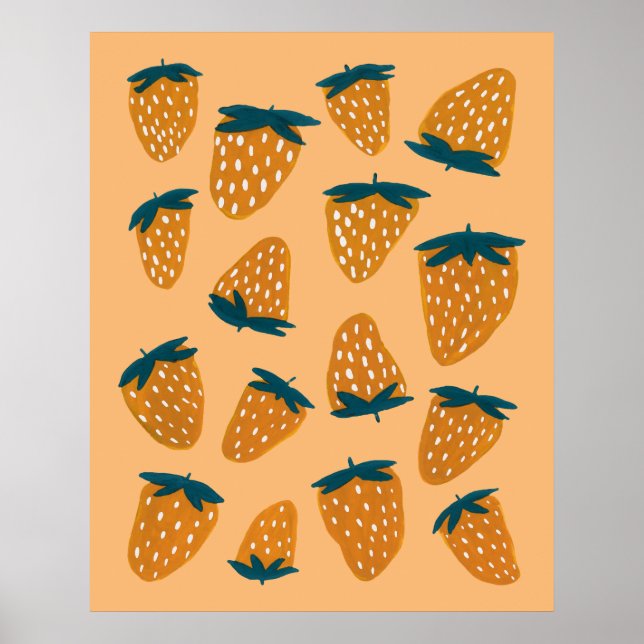 Póster Naranja de fresas orgánicas de verano (Frente)