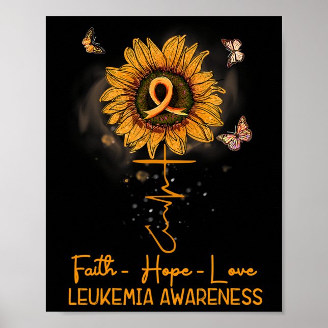 Póster Naranja de girasol Ribbon Leukemia Cristiana Aware (Frente)