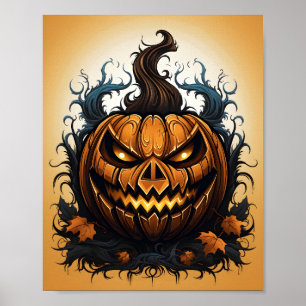 Póster Naranja de Halloween Jack O Lantern Spookkin