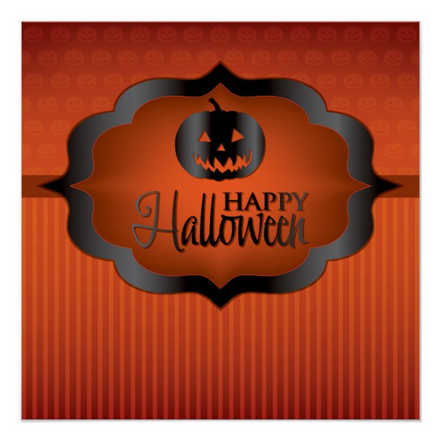 Póster Naranja de Halloween jack o'lantern (Anverso)