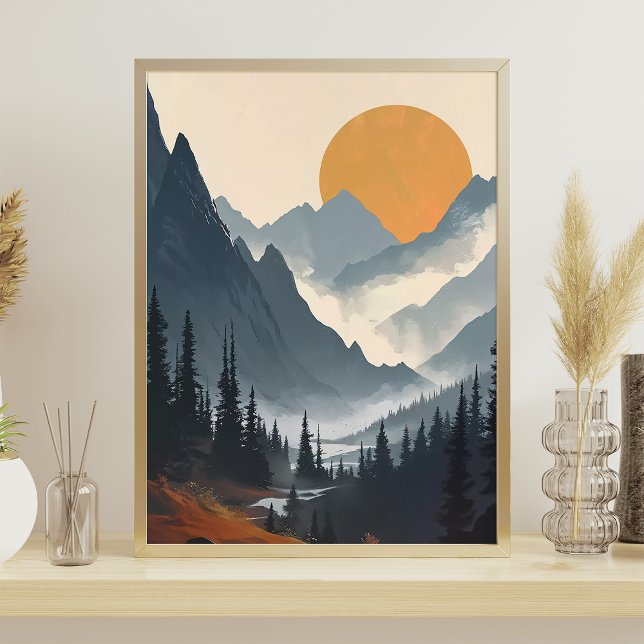 Póster Naranja de Ilustracion paisajístico de montaña Gra (Subido por el creador)