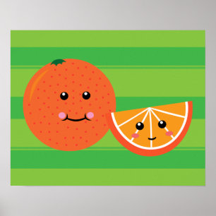 Póster Naranja de Kawaii