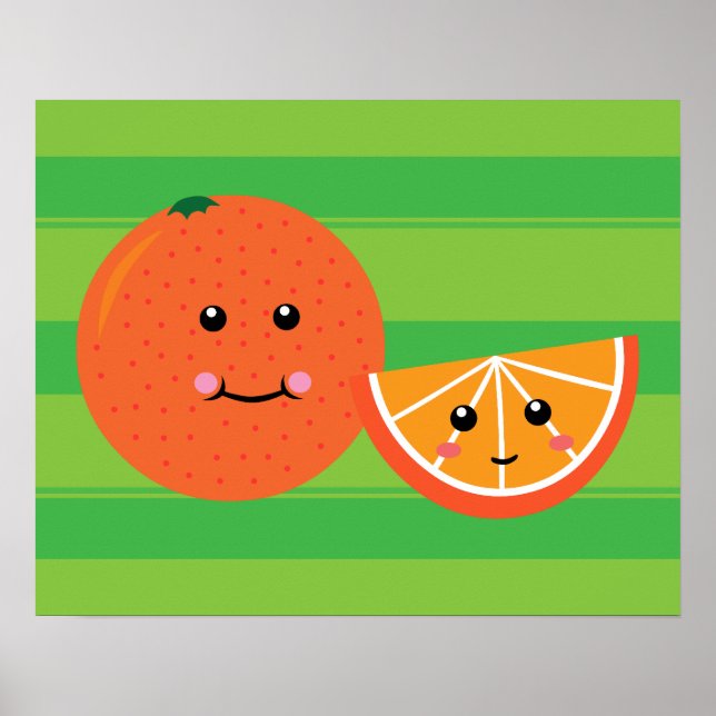 Póster Naranja de Kawaii (Frente)