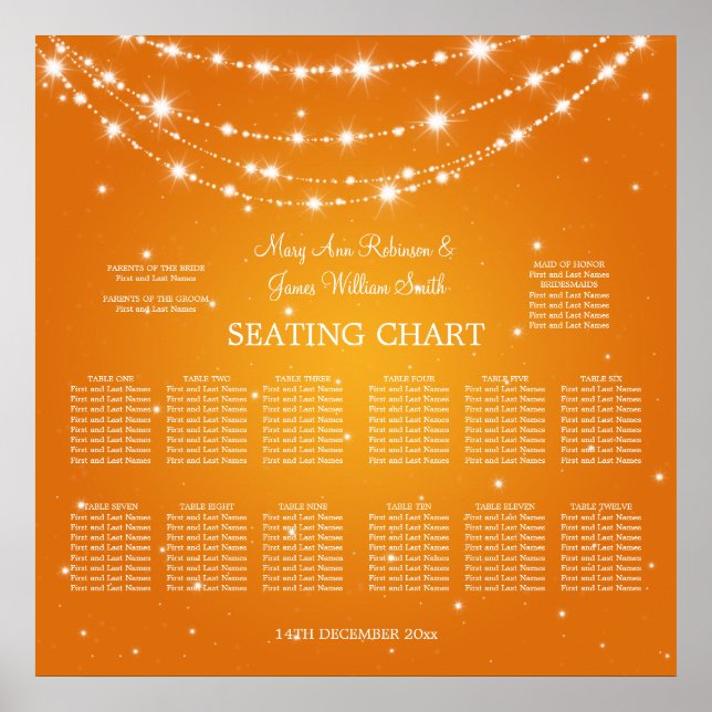 Póster Naranja de la cadena de trineo de la tabla de asie (Frente)