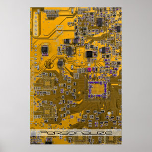 Póster Naranja de la placa de circuito del PCB del conjun