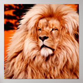 Póster Naranja de leones: pintura fotográfica sobre el ci