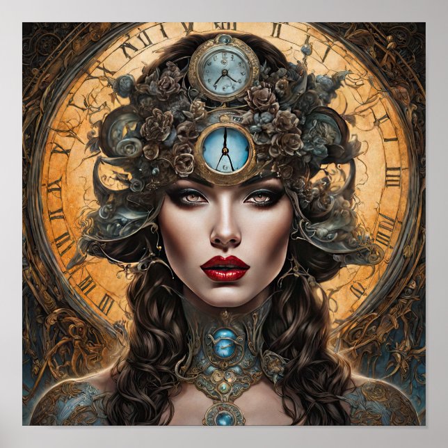 Póster Naranja de relojería una mujer Steampunk (Frente)