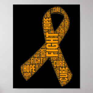 Póster Naranja de sensibilización sobre leucemia lucha co