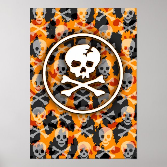 Póster Naranja Deathrock Skull (Frente)