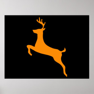 Póster Naranja Deer Silhouette