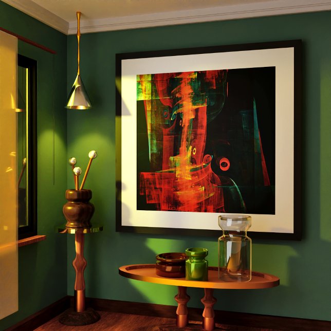 Póster Naranja del agua Azul Rojo Azul Moderno Resumen Pa (Water Orange Red Blue Modern Abstract Art Pattern Poster)