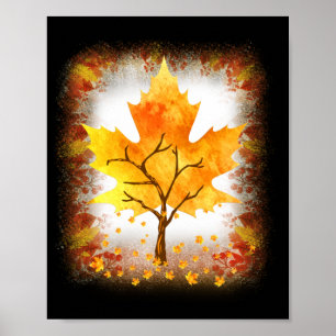 Póster Naranja del árbol otoñal de hojas de arce otoño en