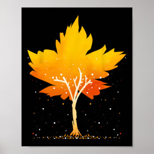 Póster Naranja del árbol otoñal de hojas de arce otoño en
