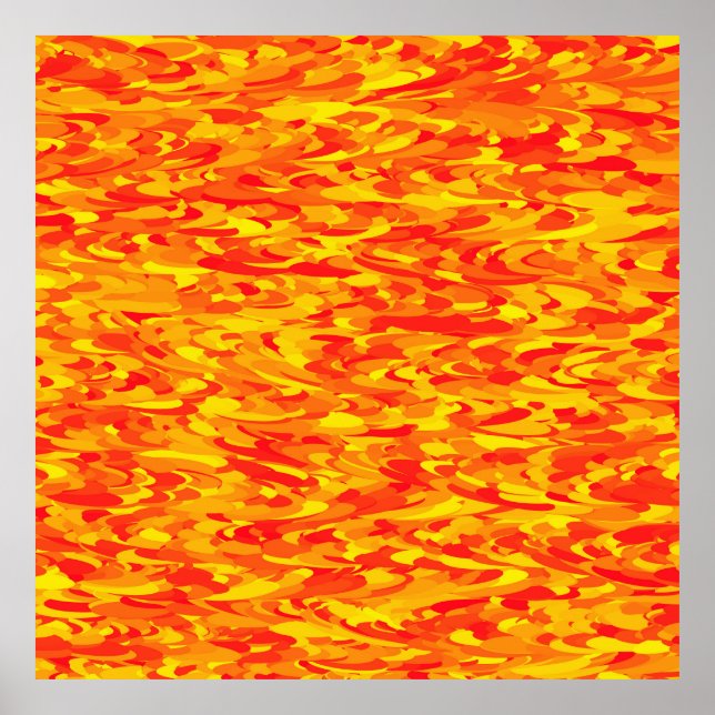 Póster Naranja del patrón abstracto amarillo rojo (Frente)