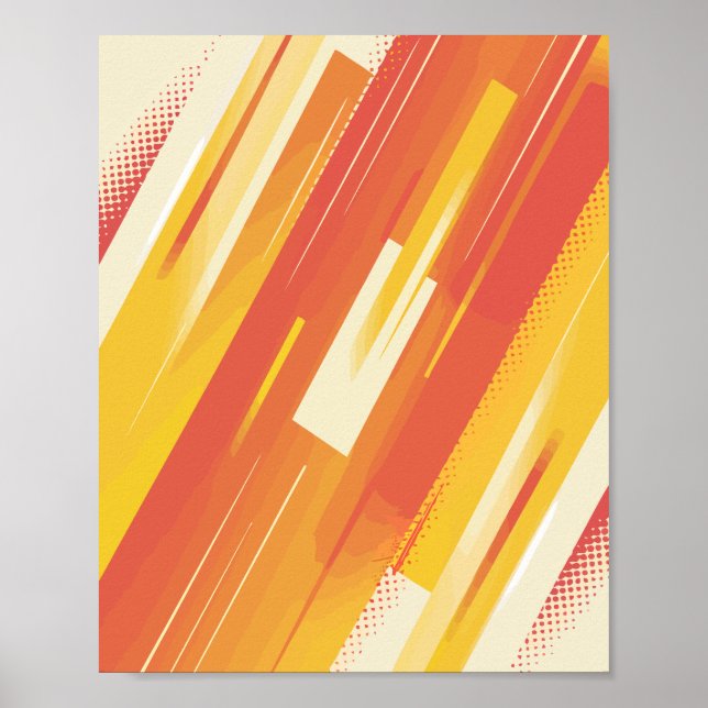 Póster Naranja dinámico y corrientes amarillas (Frente)