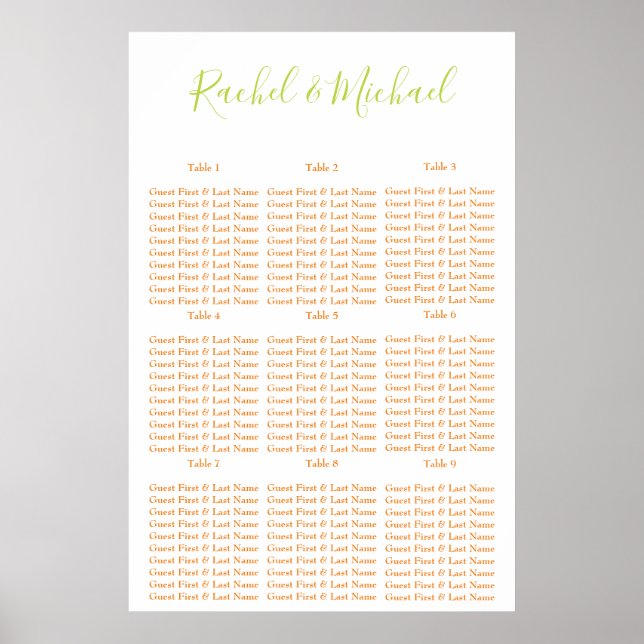 Póster Naranja elegante y verde (Frente)