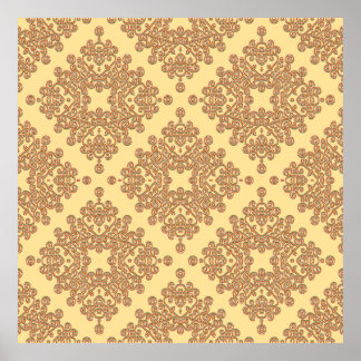Póster naranja en diseño arabesco crema