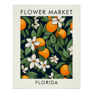 Póster Naranja estatal de Florida florece mercado de flor