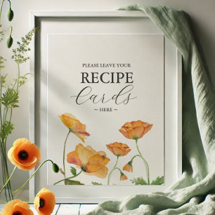 Póster Naranja Flor De Adormidera Deje Su Tarjeta De Rece