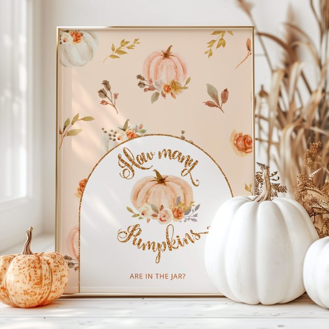 Póster Naranja floral de otoño adivina cuántas calabazas (Subido por el creador)