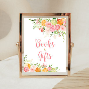 Póster Naranja floral rosa: libros de cítricos y regalos