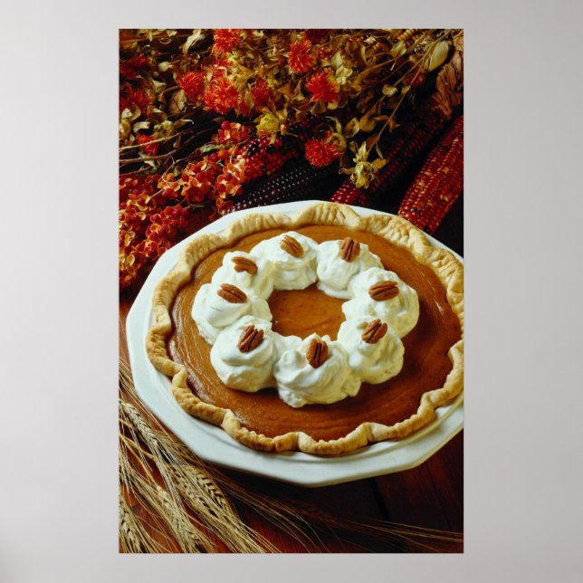 Póster Naranja Flores de tarta de calabaza con crema agri (Frente)