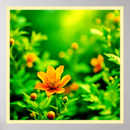 Póster Naranja Flower Bokeh Sunny