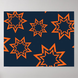 Póster Naranja, fresco, moderno, juguetón estelar