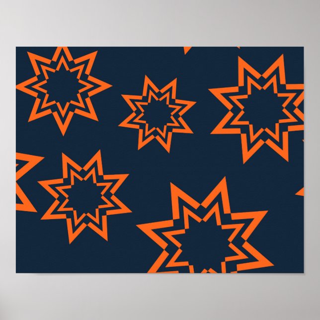 Póster Naranja, fresco, moderno, juguetón estelar (Frente)