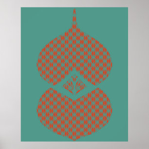 Póster Naranja geométrico moderno de mediados de siglo Tu