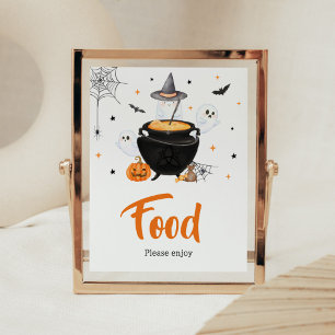 Póster Naranja Ghost Halloween bebé está preparando comid