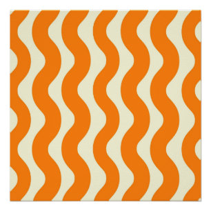 Póster Naranja Groovy Wavy Stripe Resumen Primavera moder