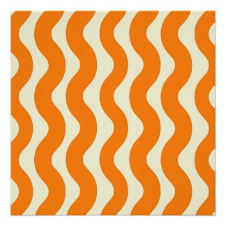 Póster Naranja Groovy Wavy Stripe Resumen Primavera moder