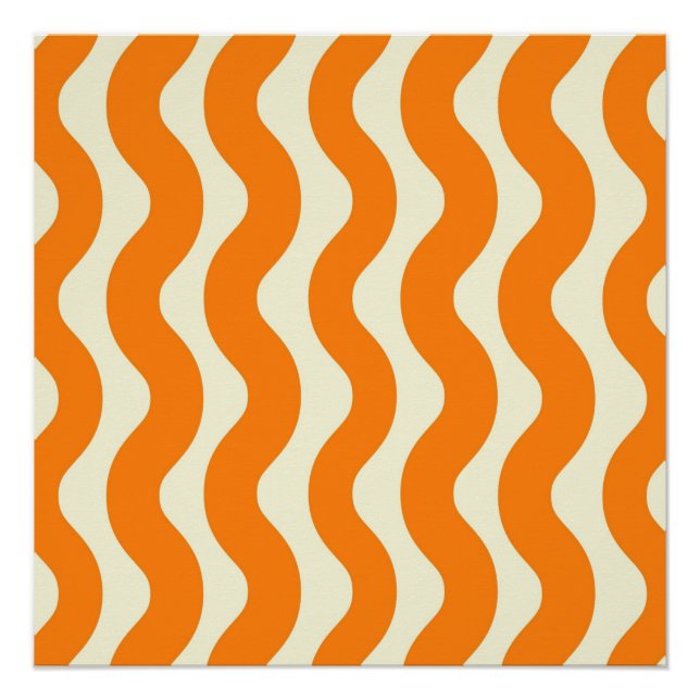 Póster Naranja Groovy Wavy Stripe Resumen Primavera moder (Anverso)