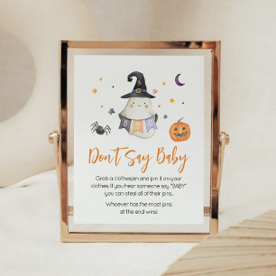 Póster Naranja Halloween Fantasma Pequeña Boo no dice beb