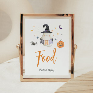 Póster Naranja Halloween Fantasma Pequeño Boo Baby Shower