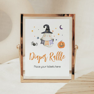 Póster Naranja Halloween Fantasma Pequeño Boo Diaper Raff